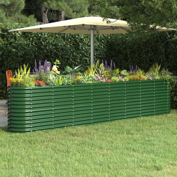 vidaXL Plantenbak 332x40x68 cm gepoedercoat staal groen