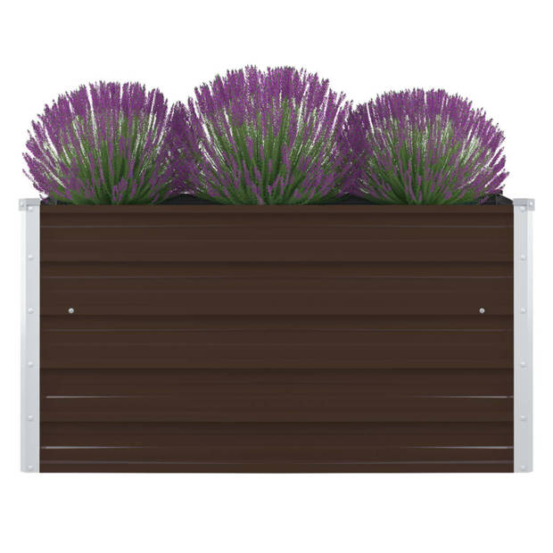 vidaXL Plantenbak verhoogd 100x100x45 cm gegalvaniseerd staal bruin