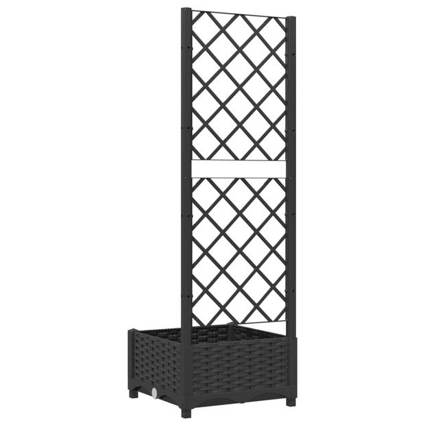 vidaXL Plantenbak met latwerk 40x40x121,5 cm polypropeen zwart