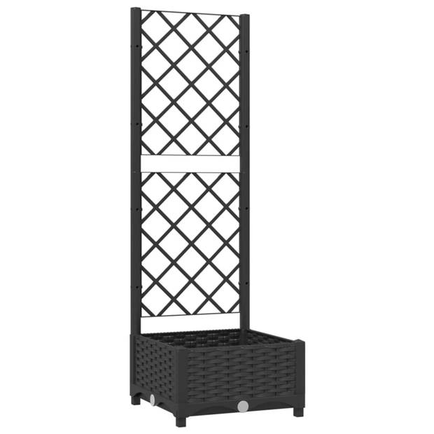 vidaXL Plantenbak met latwerk 40x40x121,5 cm polypropeen zwart