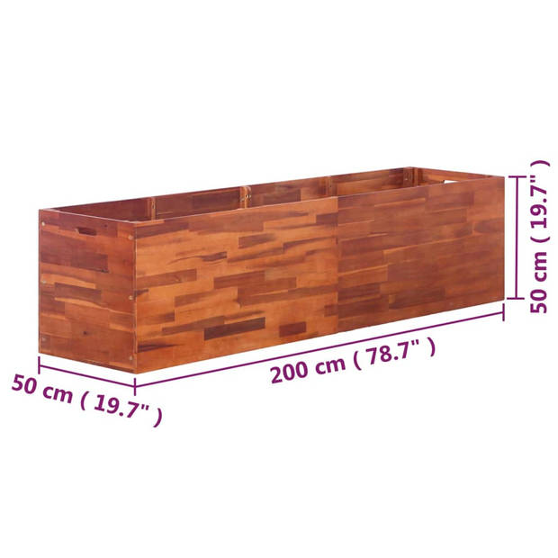 vidaXL Plantenbak verhoogd 200x50x50 cm acaciahout