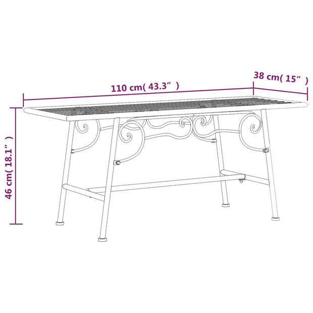 vidaXL Boombank 110 cm staal zwart