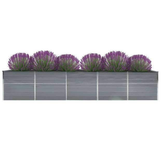 vidaXL Plantenbak verhoogd 400x80x45 cm gegalvaniseerd staal grijs