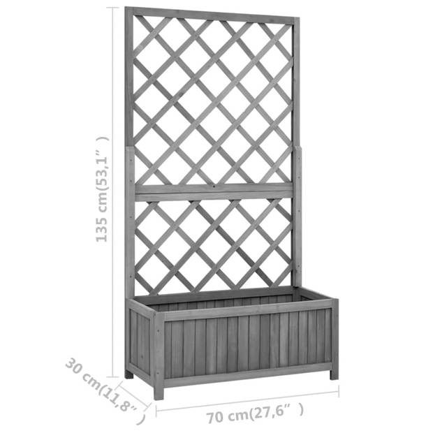 vidaXL Latwerkplantenbak 70x30x135 cm massief vurenhout zwart