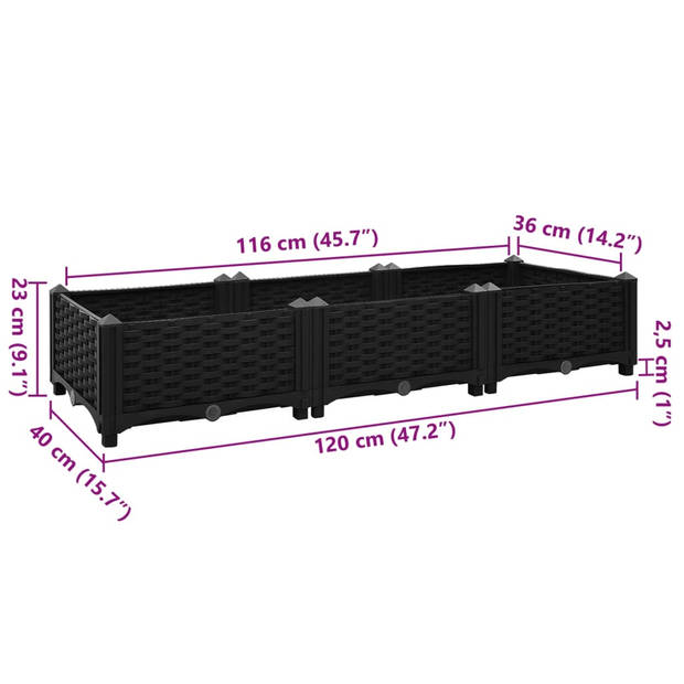 vidaXL Plantenbak verhoogd 120x40x23 cm polypropyleen