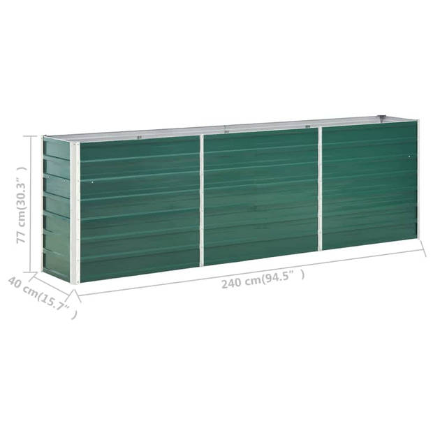 vidaXL Plantenbak verhoogd 240x40x77 cm gegalvaniseerd staal groen