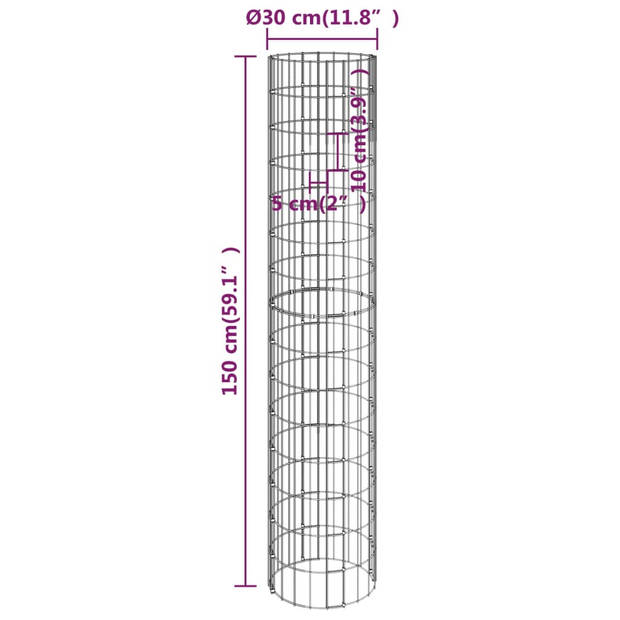 vidaXL Gabion plantenbakken 3 st rond verhoogd Ø30x150 cm staal