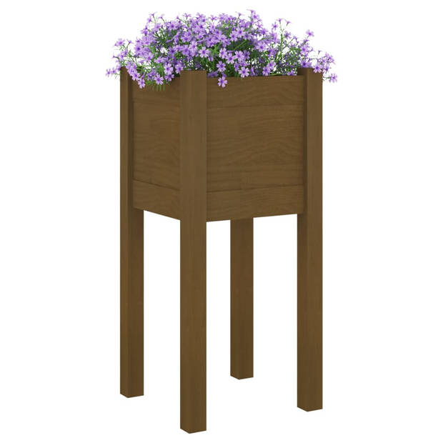 vidaXL Plantenbak 31x31x70 cm massief grenenhout honingbruin