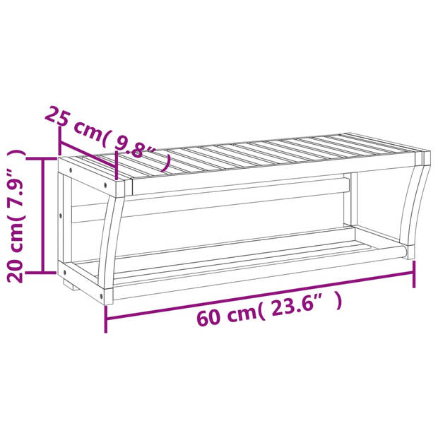 vidaXL Handdoekenrek wandgemonteerd 60x25x20 cm bamboe