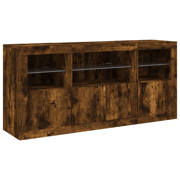 vidaXL Dressoir met LED-verlichting 142,5x37x67 cm gerookt eikenkleur