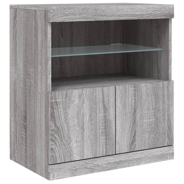 vidaXL Dressoir met LED-verlichting 142,5x37x67 cm grijs sonoma