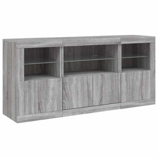 vidaXL Dressoir met LED-verlichting 142,5x37x67 cm grijs sonoma