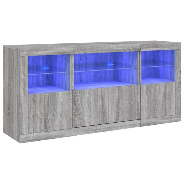 vidaXL Dressoir met LED-verlichting 142,5x37x67 cm grijs sonoma