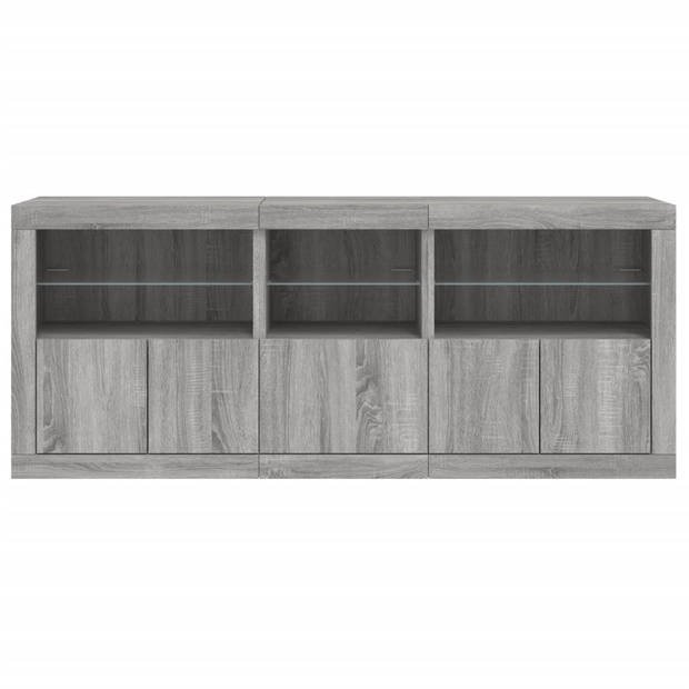 vidaXL Dressoir met LED-verlichting 162x37x67 cm grijs sonoma