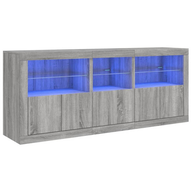 vidaXL Dressoir met LED-verlichting 162x37x67 cm grijs sonoma