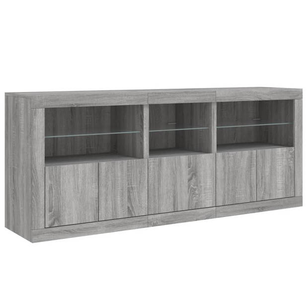 vidaXL Dressoir met LED-verlichting 162x37x67 cm grijs sonoma