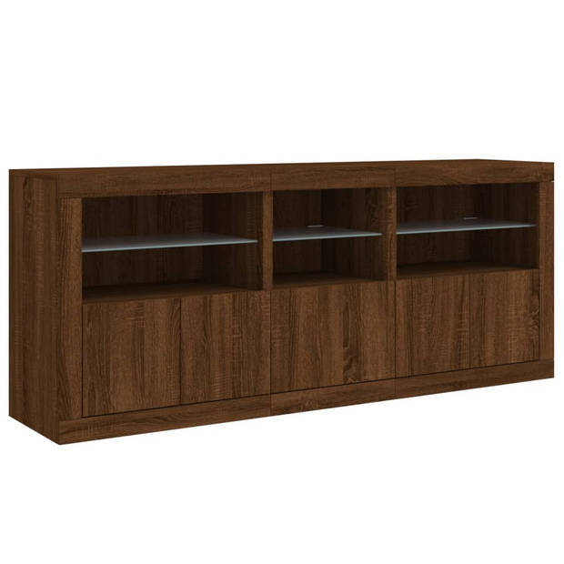 vidaXL Dressoir met LED-verlichting 162x37x67 cm bruin eikenkleur