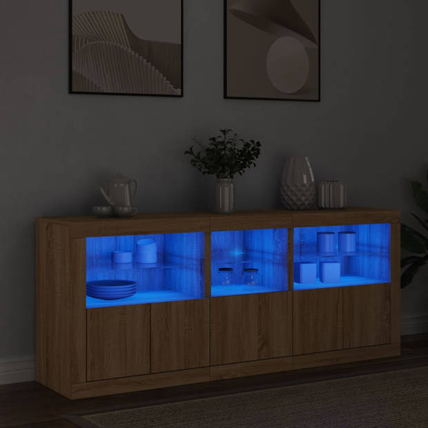 vidaXL Dressoir met LED-verlichting 162x37x67 cm sonoma eikenkleurig