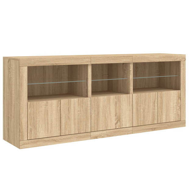 vidaXL Dressoir met LED-verlichting 162x37x67 cm sonoma eikenkleurig