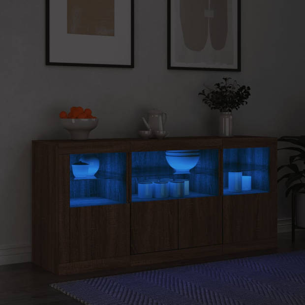 vidaXL Dressoir met LED-verlichting 142,5x37x67 cm bruin eikenkleur