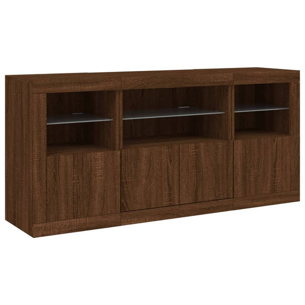 vidaXL Dressoir met LED-verlichting 142,5x37x67 cm bruin eikenkleur