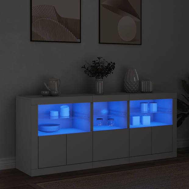 vidaXL Dressoir met LED-verlichting 162x37x67 cm wit