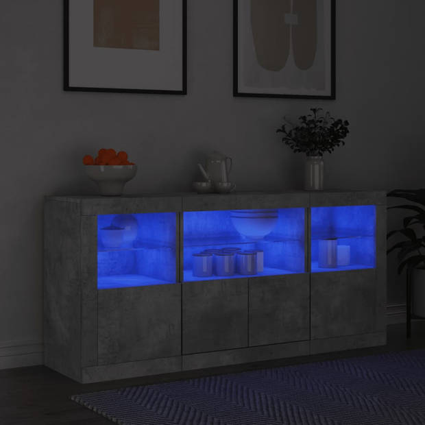 vidaXL Dressoir met LED-verlichting 142,5x37x67 cm betongrijs