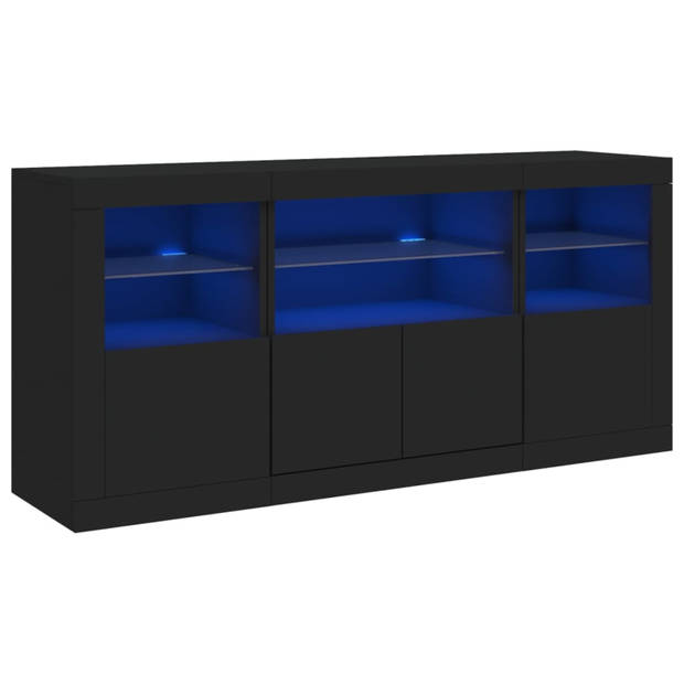 vidaXL Dressoir met LED-verlichting 142,5x37x67 cm zwart