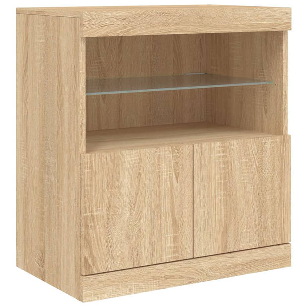 vidaXL Dressoir met LED-verlichting 142,5x37x67 cm sonoma eikenkleurig