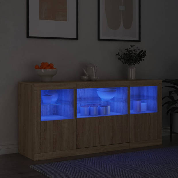 vidaXL Dressoir met LED-verlichting 142,5x37x67 cm sonoma eikenkleurig