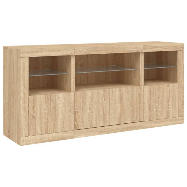 vidaXL Dressoir met LED-verlichting 142,5x37x67 cm sonoma eikenkleurig