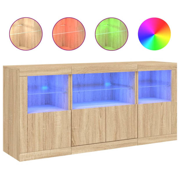 vidaXL Dressoir met LED-verlichting 142,5x37x67 cm sonoma eikenkleurig