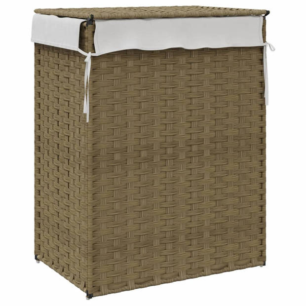 vidaXL Wasmand met deksel 46x33x60 cm poly rattan