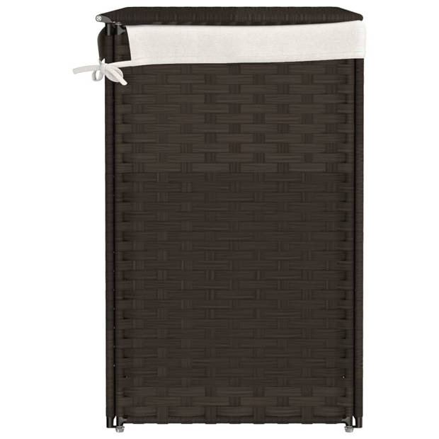 vidaXL Wasmand met 2 vakken 53x35x57 cm poly rattan donkerbruin