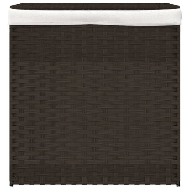 vidaXL Wasmand met 2 vakken 53x35x57 cm poly rattan donkerbruin