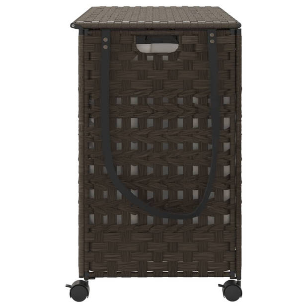 vidaXL Wasmand op wielen 66x35x60 cm rattan donkerbruin