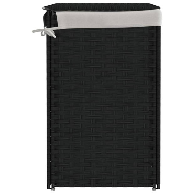 vidaXL Wasmand met 2 vakken 53x35x57 cm poly rattan zwart