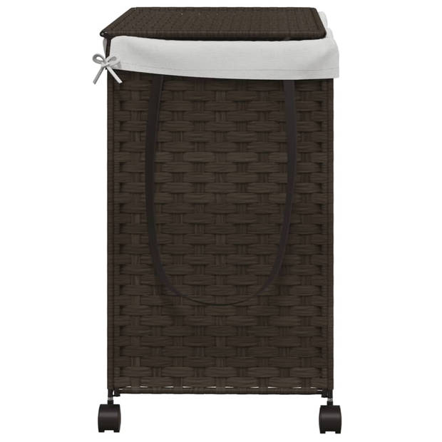 vidaXL Wasmand op wielen 60x35x60,5 cm rattan donkerbruin