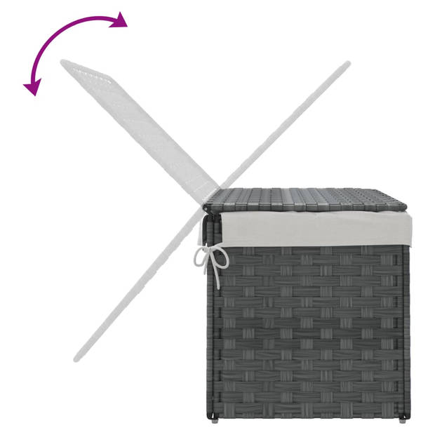 vidaXL Wasmand met deksel 55,5x35x34 cm poly rattan grijs