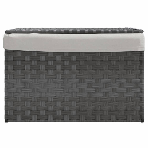 vidaXL Wasmand met deksel 55,5x35x34 cm poly rattan grijs