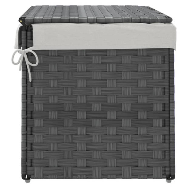 vidaXL Wasmand met deksel 55,5x35x34 cm poly rattan grijs