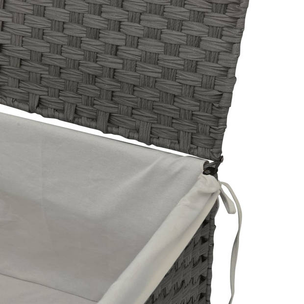 vidaXL Wasmand met deksel 55,5x35x34 cm poly rattan grijs