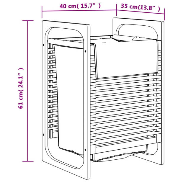 vidaXL Wasmand met grijze zak 32x30x36,5 cm bamboe