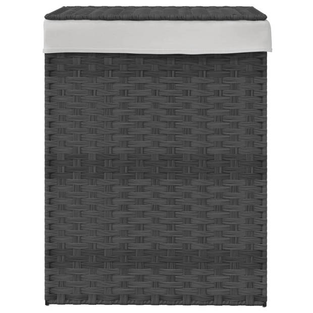 vidaXL Wasmand met deksel 46x33x60 cm poly rattan grijs