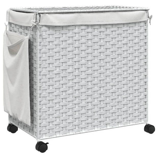 vidaXL Wasmand op wielen 60x35x60,5 cm rattan wit