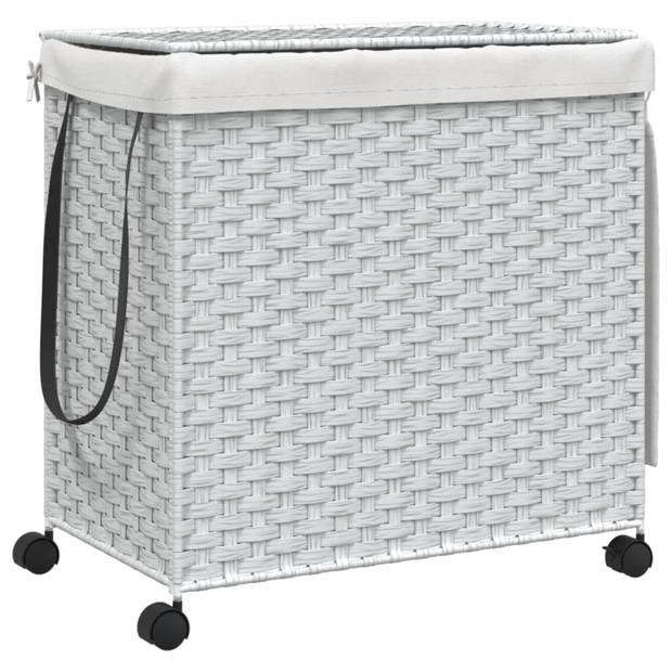 vidaXL Wasmand op wielen 60x35x60,5 cm rattan wit