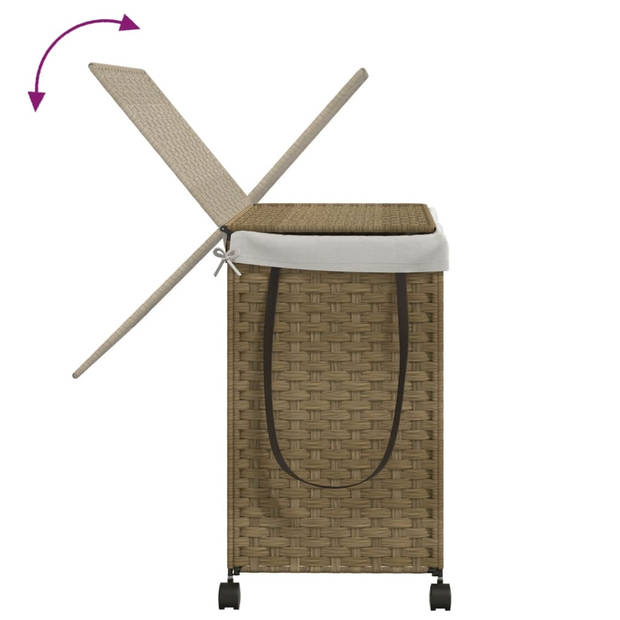 vidaXL Wasmand op wielen 60x35x60,5 cm rattan