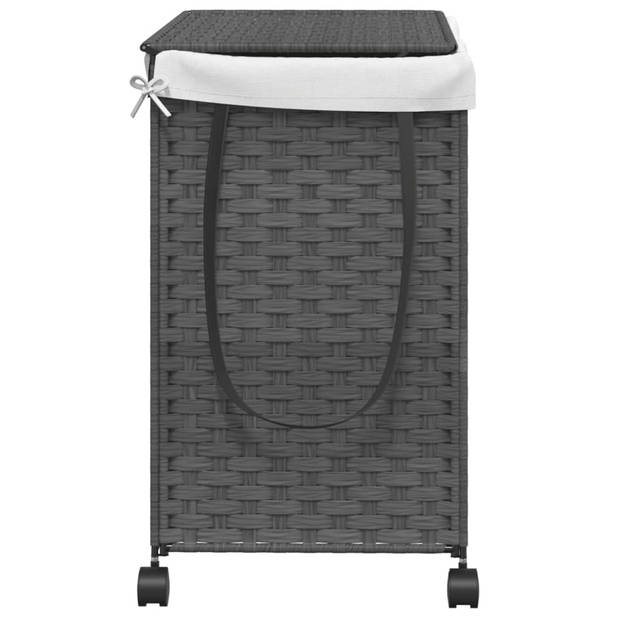 vidaXL Wasmand op wielen 60x35x60,5 cm rattan grijs