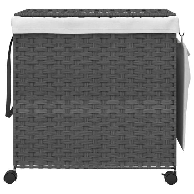 vidaXL Wasmand op wielen 60x35x60,5 cm rattan grijs