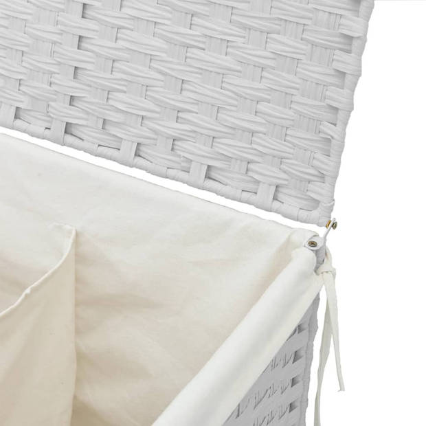 vidaXL Wasmand met 2 vakken 53x35x57 cm poly rattan wit